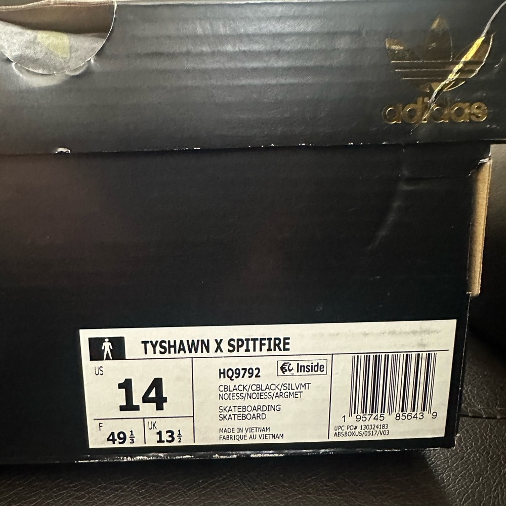 adidas x Spitfire Tyshawn Mid Black & Grey Skate Shoes #HQ9792 - Picture 14 of 15